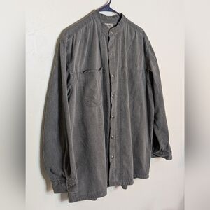 SOLD Vintage Branding Iron Band Collar Denim Shirt XL 90s Western Minimalist